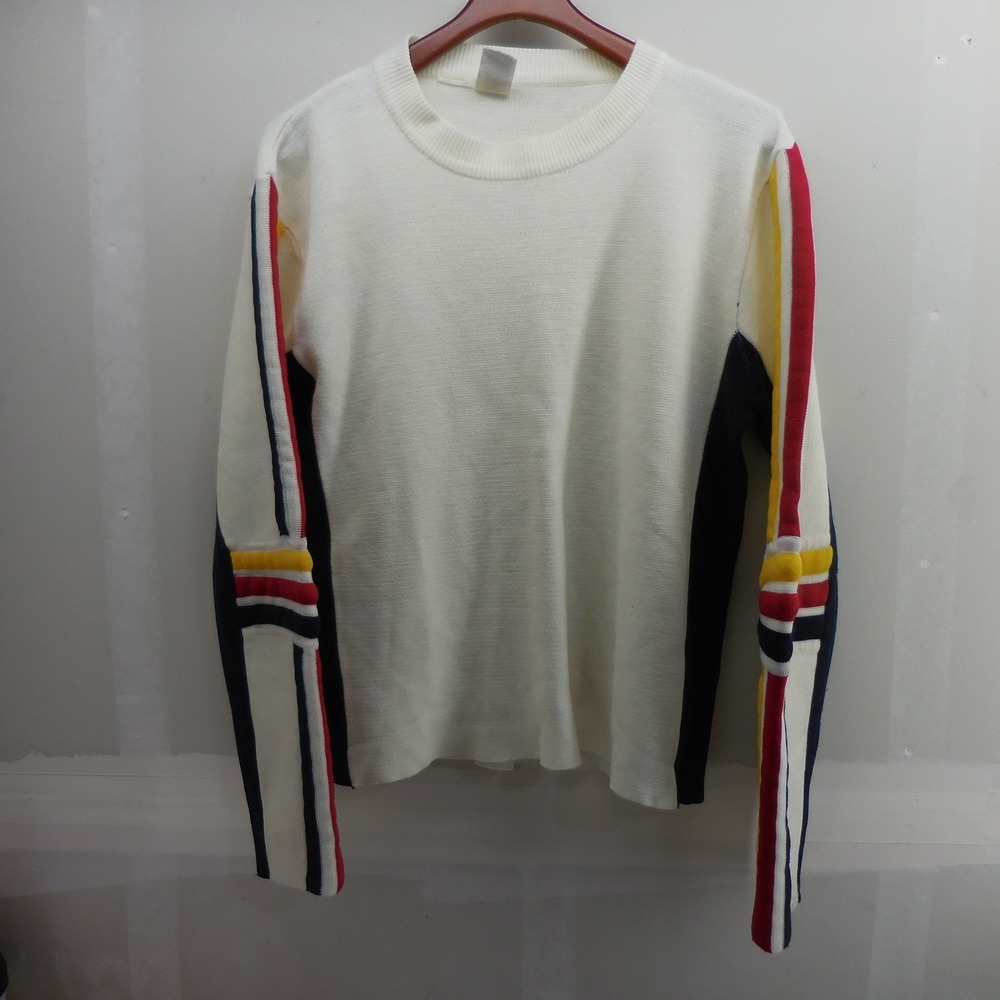 Vintage Kennington Ltd Racing Stripe Sweater Cream Red Yellow Navy Large 2727